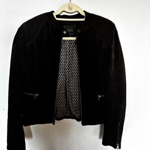 Sanctuary Dark Suede Blazer with Zip Details
